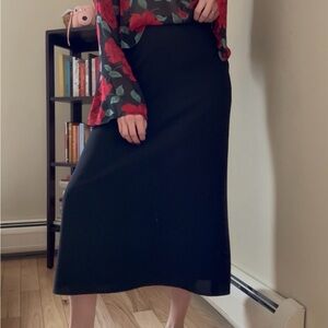 Petite Sophisticate Black Midi Skirt